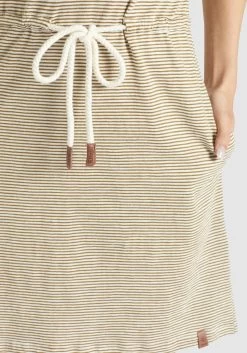 Khujo Jerseyjurken Jurk ANNEMARIE Dames Beige / Wit -Mode kledingwinkel 02779e2d19bd6c41c975d84c4ba81896