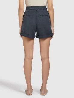 Khujo Shorts Loosefit Bandplooibroek Elida Dames Donkerblauw -Mode kledingwinkel 065952582fbe9fcee8ad2baaa193889b