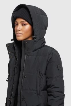 Khujo Wintermantels Wintermantel Kleo Dames Zwart -Mode kledingwinkel 1b313ef43bc2d976dcc34150f489446c