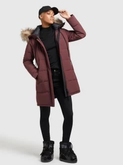 Khujo Wintermantels Wintermantel Cloren Dames Donkerrood -Mode kledingwinkel 1be537bb118135228b666b0aa23f4c39