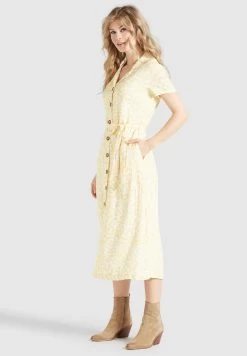 Khujo Goya - Blousejurk - Gelb-Weiß Geblümt -Mode kledingwinkel 518b2fd2f5594856a8982c106e6e3188