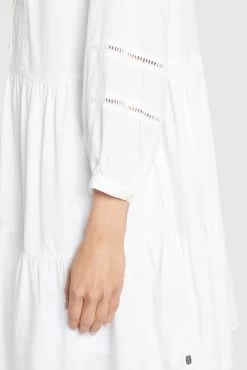 Khujo Blousejurken Blousejurk Crepes Dames Wit -Mode kledingwinkel 535d2df1d110a71da2b178913ffc8a26