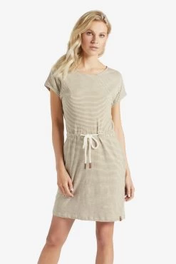 Khujo Jerseyjurken Jurk ANNEMARIE Dames Beige / Wit -Mode kledingwinkel 5388de143bed53c32c7cdb2110e50db6