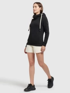 Khujo Hoodies Sweatshirt Rhabea Dames Zwart -Mode kledingwinkel 5e49744785e67520db0622520279bd2a