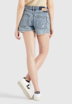Khujo Denim Shorts Loosefit Jeans Anouk Dames Blauw -Mode kledingwinkel 840bfb85ec4f6784ff270e9f3425377f