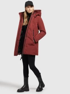 Khujo Winterjassen Winterjas Viona 3 Dames Roestrood -Mode kledingwinkel 8831c16c32f5c16c1f5f482608546e47