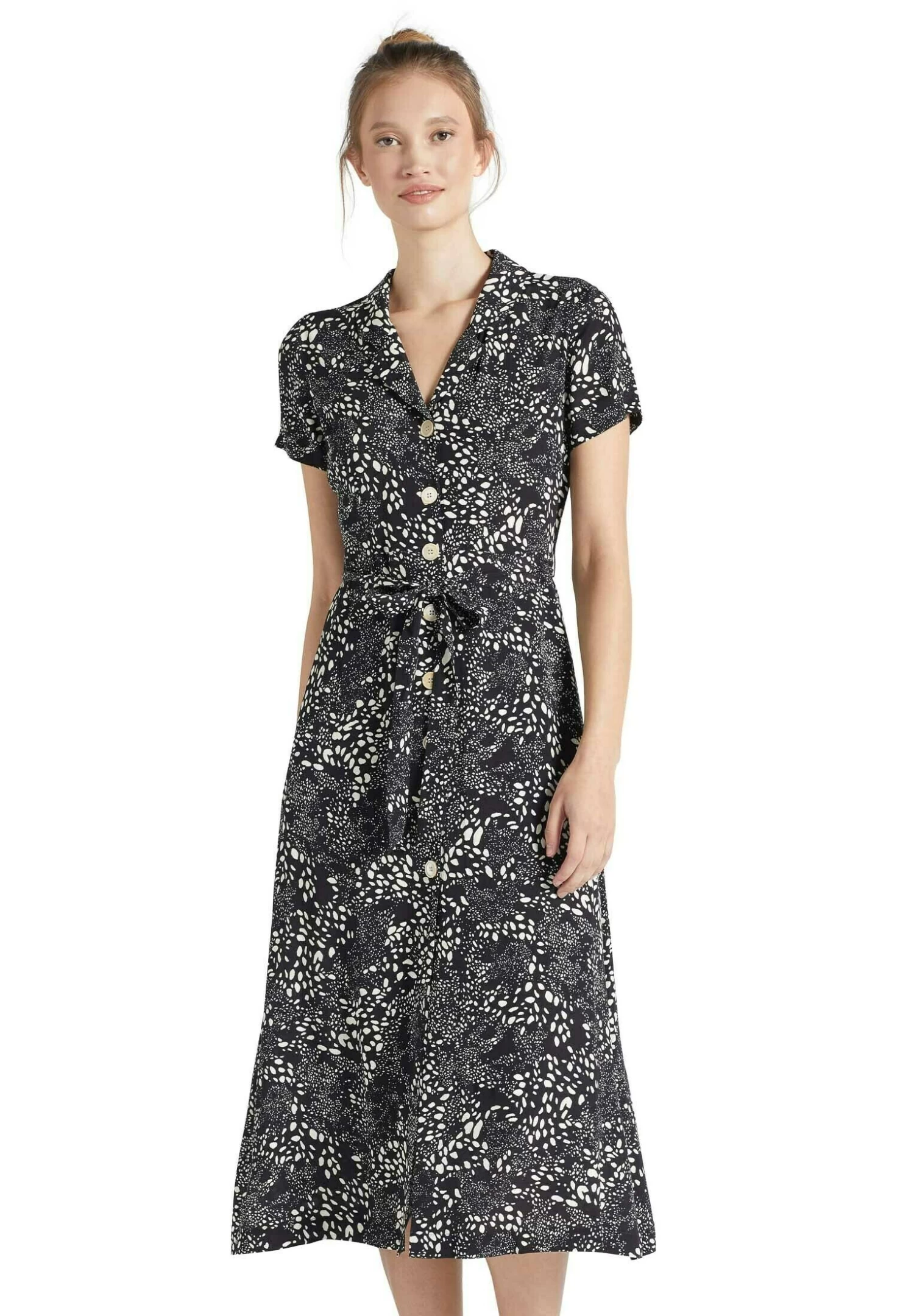 Khujo Goya - Blousejurk - Schwarz Weiß Gemustert 1 Khujo Goya - Blousejurk - Schwarz Weiß Gemustert