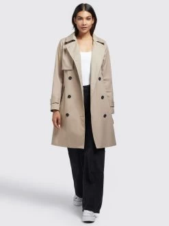 Khujo Trenchcoats Tussenmantel Sarina Dames Lichtbeige -Mode kledingwinkel 8e1b2758524b98abc8d007426b47e96e