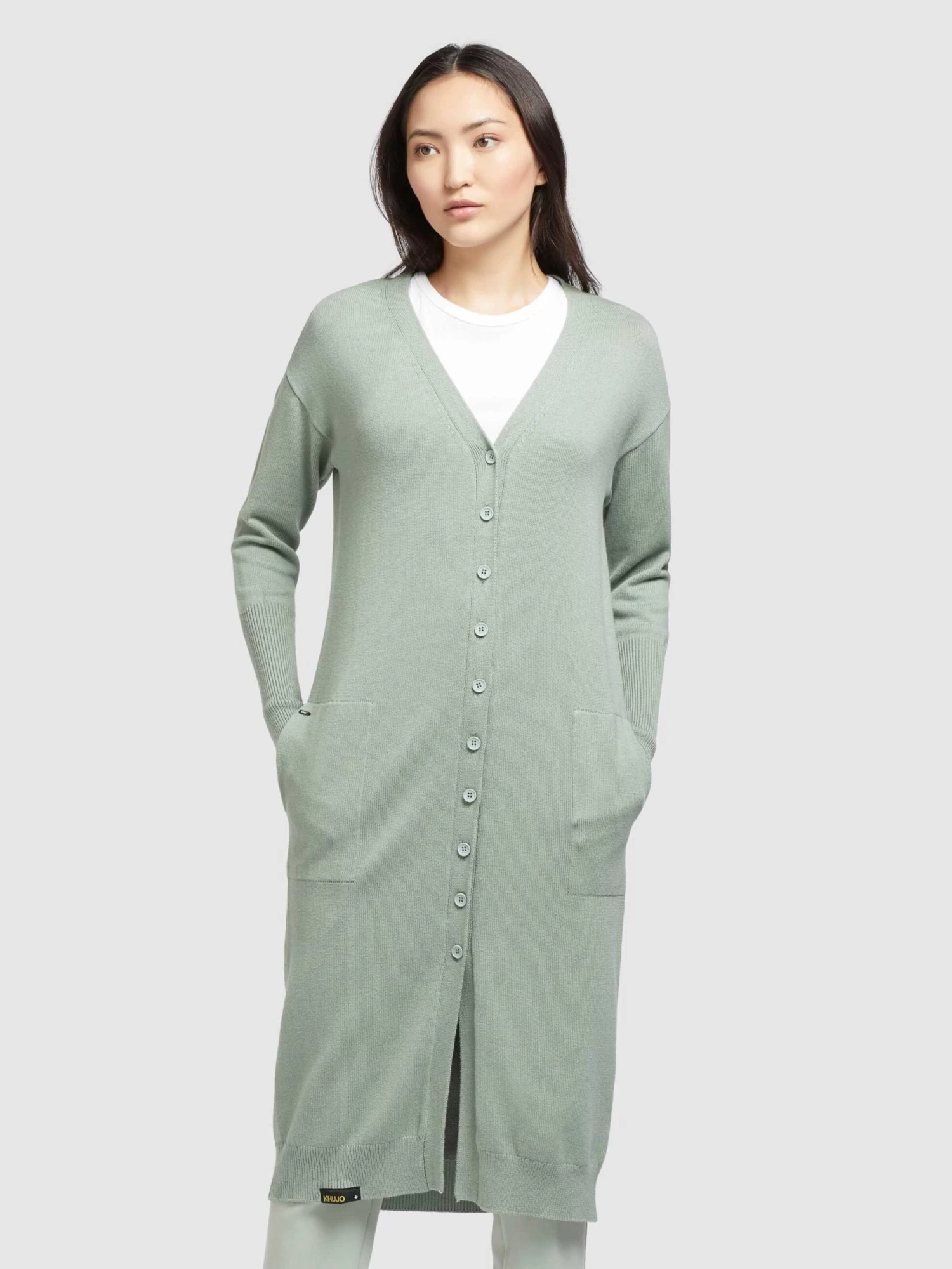 Khujo Vesten Gebreid Vest Elina Dames Mintgroen 2 Khujo Vesten Gebreid Vest Elina Dames Mintgroen - Afbeelding 2