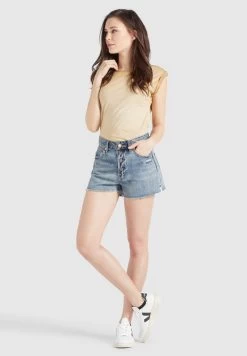 Khujo Denim Shorts Loosefit Jeans Anouk Dames Blauw -Mode kledingwinkel a35dfafc5fc40328f04bb98f949ee955