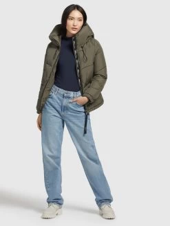 Khujo Winterjassen Winterjas Esila Dames Kaki -Mode kledingwinkel ac21cca73b786338dd8995fdfb079e48