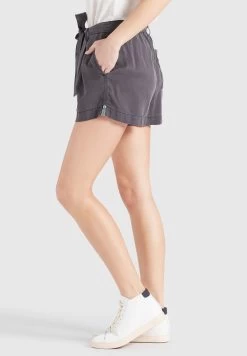 Khujo Shorts Regular Bandplooibroek Indira Dames Grijs -Mode kledingwinkel ad941a5e738fd9af35e44910bac3e997