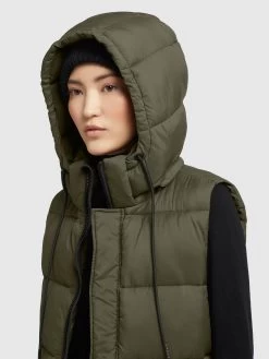 Khujo Bodywarmers Bodywarmer Eden Dames Kaki -Mode kledingwinkel c41c4bcaf14a02263770ff1ffe876720