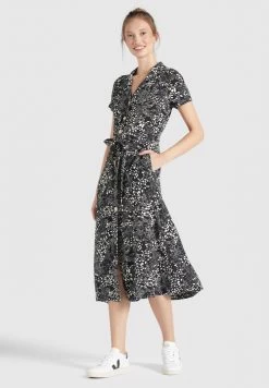 Khujo Blousejurken Blousejurk Goya Dames Zwart -Mode kledingwinkel cf81c46d4d12f82166d0fad553568cce