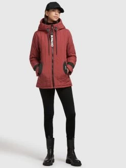 Khujo Winterjassen Winterjas Tweety Dames Roestrood -Mode kledingwinkel d1a7230ee21551a812ce605a3a4b80a5