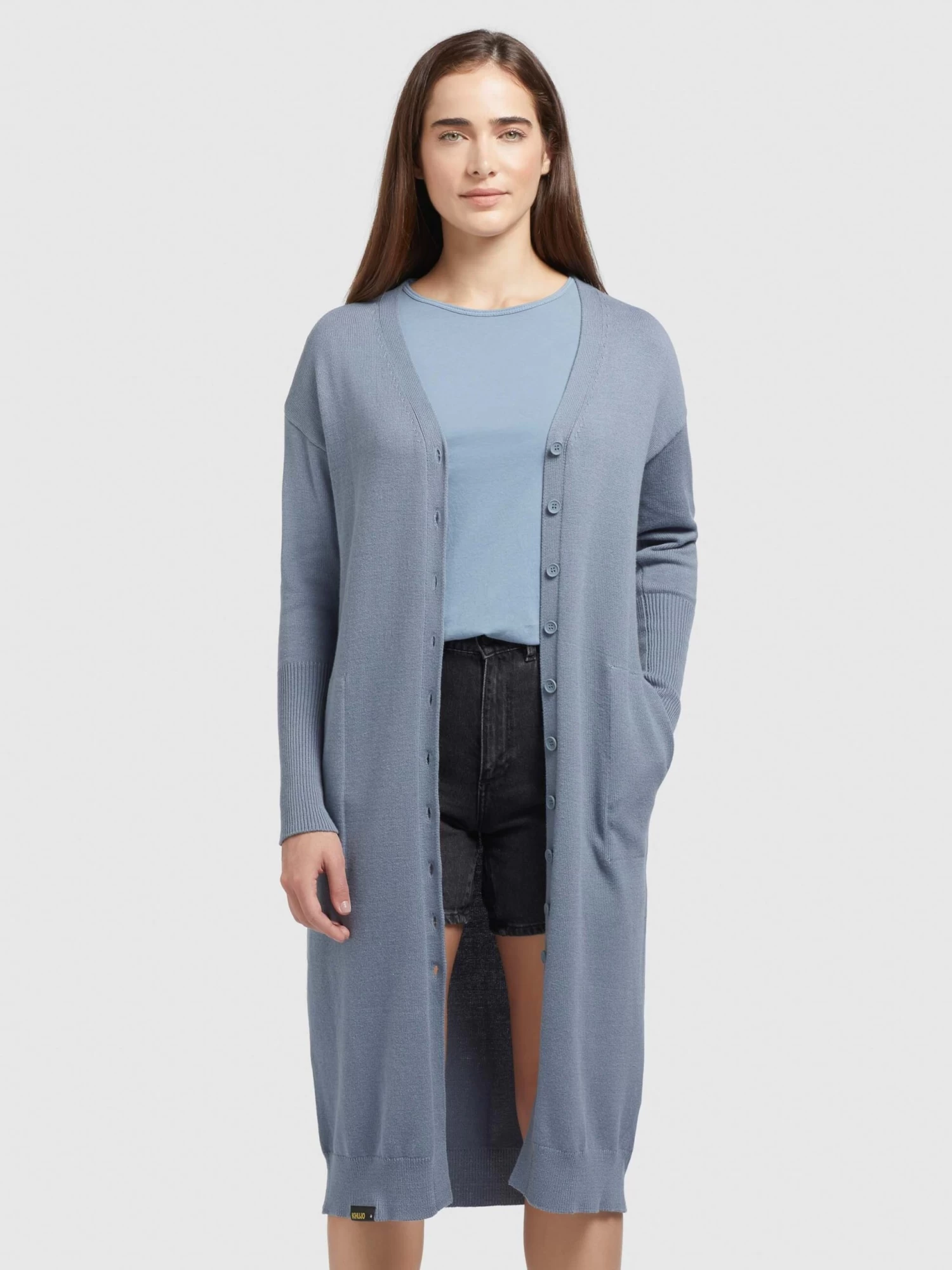 Khujo Vesten Gebreid Vest Elina Dames Blauw 2 Khujo Vesten Gebreid Vest Elina Dames Blauw - Afbeelding 2