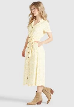 Khujo Goya - Blousejurk - Gelb-Weiß Geblümt -Mode kledingwinkel e6a635bac0f34c54a1e822463ed114d6