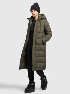 Khujo Wintermantels Wintermantel Julina Dames Kaki -Mode kledingwinkel e7364781bb032d391f36c91cc2deb7b9