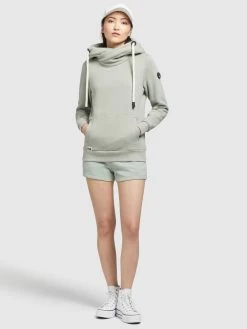 Khujo Hoodies Sweatshirt Rhabea Dames Pastelgroen -Mode kledingwinkel e960e8737a6fe5157e411beae6623ea1