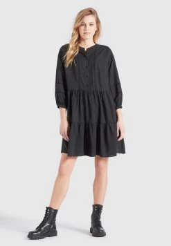 Khujo Blousejurken Blousejurk Crepes Dames Zwart -Mode kledingwinkel eb065f9ee85f03763617ba09afc229a6