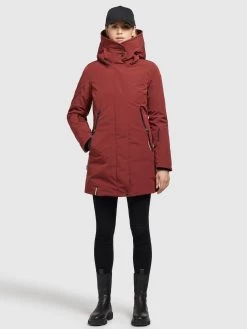 Khujo Winterjassen Winterjas Viona 3 Dames Roestrood -Mode kledingwinkel ef071a5229469557b31ab3558c3a0edb