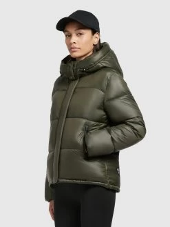 Khujo Winterjassen Winterjas Valona Dames Donkergroen -Mode kledingwinkel ef87876afa093eac9520fd8ff66406ad