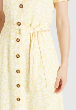 Khujo Goya - Blousejurk - Gelb-Weiß Geblümt -Mode kledingwinkel f22172eed23b4e24aac415791ef07370