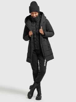 Khujo Korte Mantels Wintermantel Floyt Dames Zwart -Mode kledingwinkel f4ce8737ff5b3f22aaba1e7a9df60d10