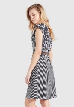 Khujo Leifa - Jurk - Dunkelblau-Weiß Gestreift -Mode kledingwinkel ff5b9aeccd6e4f43ae0b8a04bce539c8
